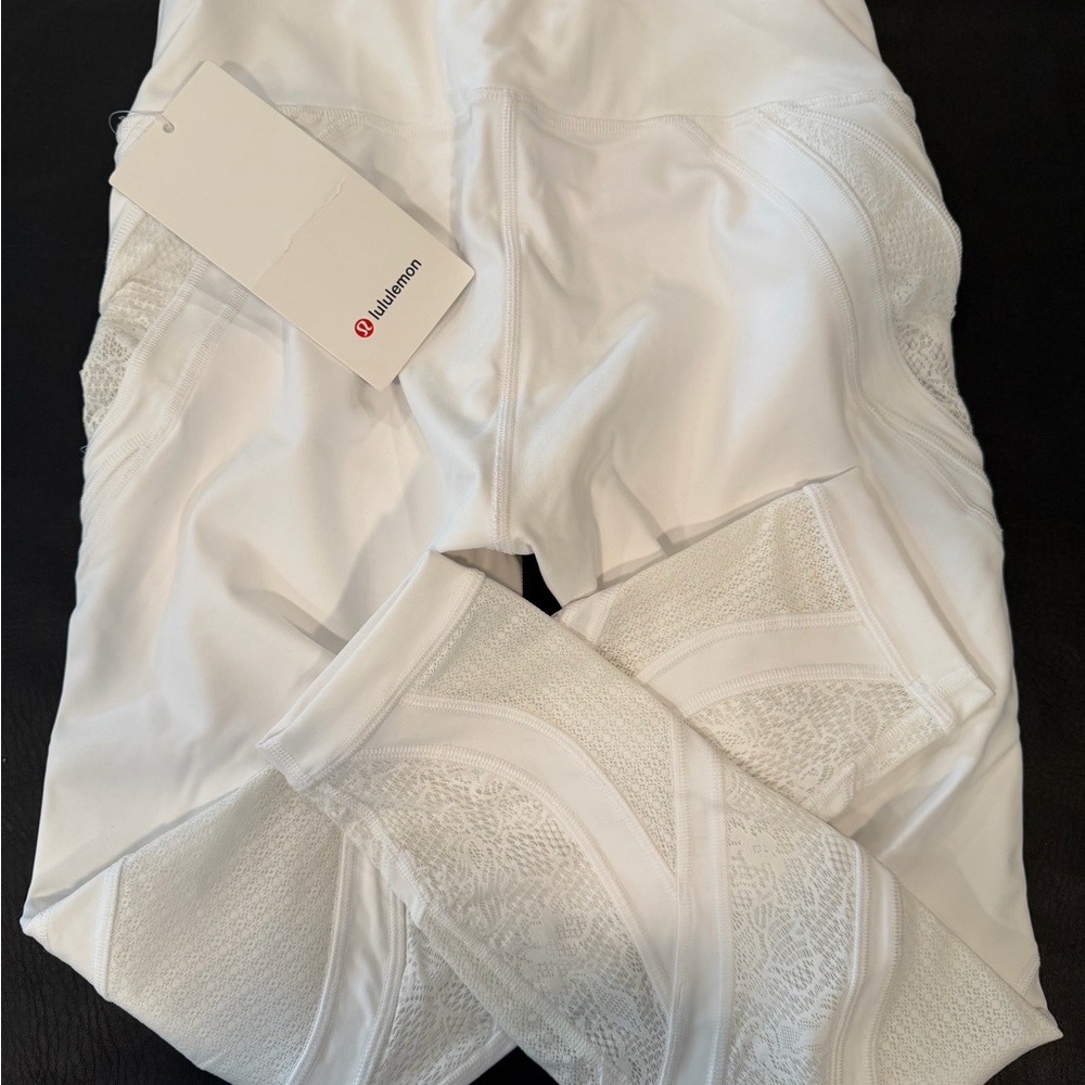 Lululemon Athletica Wunder Under Lace White Leggings
